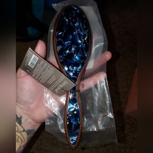 *NWT* Living Proof Wooden Boar Bristle Blue Mosaic Designed Paddle Hair Brush